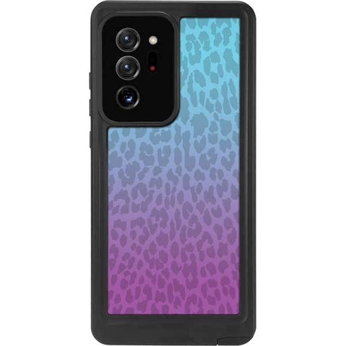 Cheetah Print Purple and Blue Galaxy Note20 Ultra 5G Waterproof Case